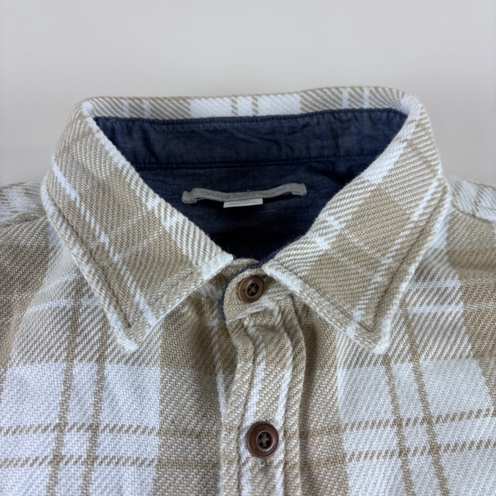 Outerknown Plaid Blanket Flannel Shirt Mens Medium Beige Tan Button Up - Picture 3 of 9